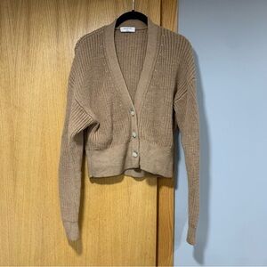 Babaton Aritzia Tan Button Up Cardigan - Size Small